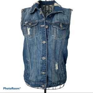 Hippie Laundry Distressed Sleeveless Jean Jacket